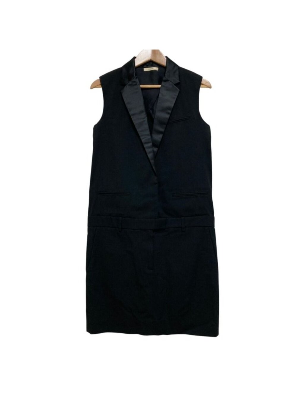 Celine Phoebe Philo Era Tuxedo Sleeveless Dress Black